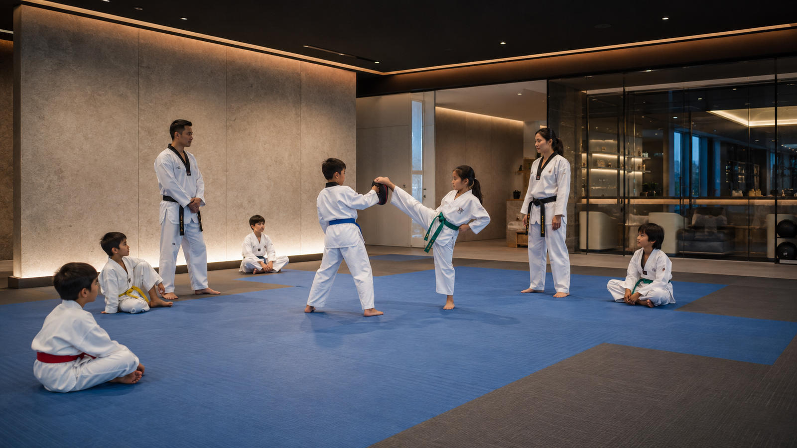 Clase de taekwondo para niños en SUMMIT Wellness Club